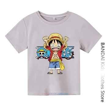 Söpö Sarjakuva Luffy Print Lapset Poikien T-Paita Yksi Pala Anime Sarjakuvia, Muoti Suosittu Lasten Vaatteet Pirates Kuningas Streetwear-Topit