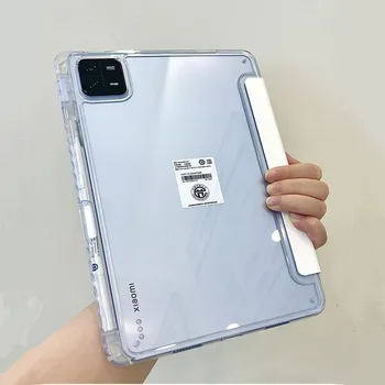 Tri-Fold kotelo Xiaomi Mi Pad 5 6 Pro Tablet Selkeä Akryyli Kova Kansi Kynä Haltija Mi Pad MIPAD 6 11 Tuuman 2023 Tapauksessa