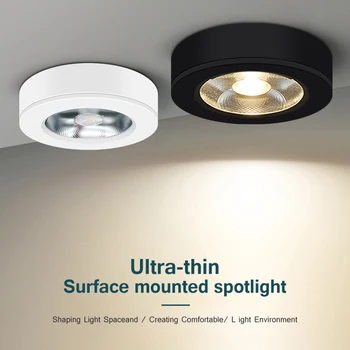 Ultra Ohut led Katto valot 220V Spot Lamppu 7W 12W Alas valot Led-kattovalaisin Pinta-Asennettava Spot Valaisin Kotiin