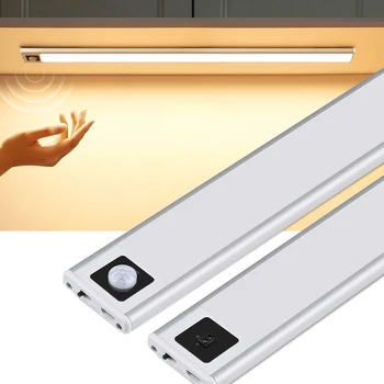 Ultra-ohut USB-LED-Kaappi Valo Käsi Lakaista / PIR liiketunnistin LED Ladattava Alumiini keittiön Lamppu Kannettava Yö Valaistus