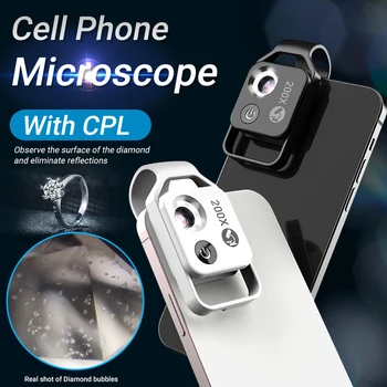 Universal 200X Suurennus HD Matkapuhelin Mikroskoopin Objektiivi CPL LED-Valot