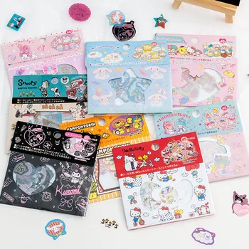 Uusi Sanrio Hello Kitty Sarjakuva Söpö Diy Käsi Huomioon Pvc Läpinäkyvä Kiiltoa Tarra Pack Materiaali Tarroja 7 Tyylejä