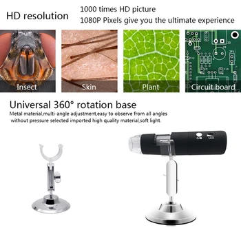 Uusin WIFI 1000x Digitaalinen USB-Mikroskooppi Suurennuslasi Kamera 3 8 värejä led 1080P Android ios iPhone iPad