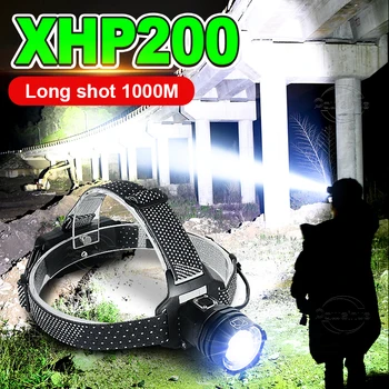 Uusin XHP200 Super Tehokas LED-Otsalamppu USB-Ladattava Ajovalojen 18650 3modes Vedenpitävä otsalamppu Zoomattavia Kalastus Lyhty