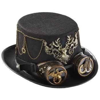 Victorian Magic Hattu, silinteri Vaihde Ketju Suojalasit Deer Head Steampunk Hattu Gothic Halloween Hattu Osapuolen Suorituskyvyn Prop