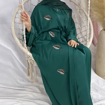 Wepbel Juhla Puku Kimono Kirjailtu Mekko Kaapu Dubai Avata Abaya Naisten Muslimi Mekko Islamilaisen Vaatteet Kauhtana Abaya Neuletakki