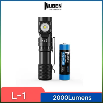 WUBEN L1 L1 Dual valonlähteet Taskulamppu Pre-myynti 2000Lumens Ladattava Wih Power Pankin Sisältää 4800mAh Akku