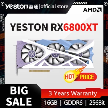YESTON Uusi RX6800XT 16GB RX 6800 XT näytönohjain GDDR6 16G 256bit 7NM Peli RGB Tietokoneen Työpöydän GPU placa de vídeo Видеокарта 