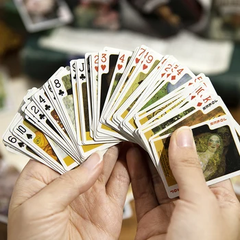 Yoofun 54pcs/asettaa Täydellinen Pokeri Kortit Vintage Tyyli Mini Pokers Kukka Elfins Tyylikäs Lady Retro Luova Poker Asettaa