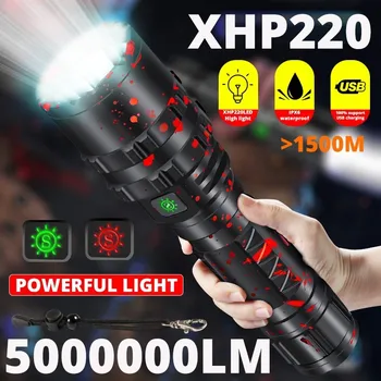 ZK40 5000000LM High Power XHP220 Tehokas LED-Taskulamppu Taktinen Sotilaallinen Taskulamppu USB-Camping Lanterna Vedenpitävä Self Defence