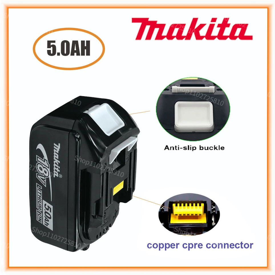 100% Alkuperäinen Makita 18V 5.0 Ah Ladattava Power Tools-Akku LED-Li-ion Vaihto LXT BL1860B BL1860 BL1850 - 0