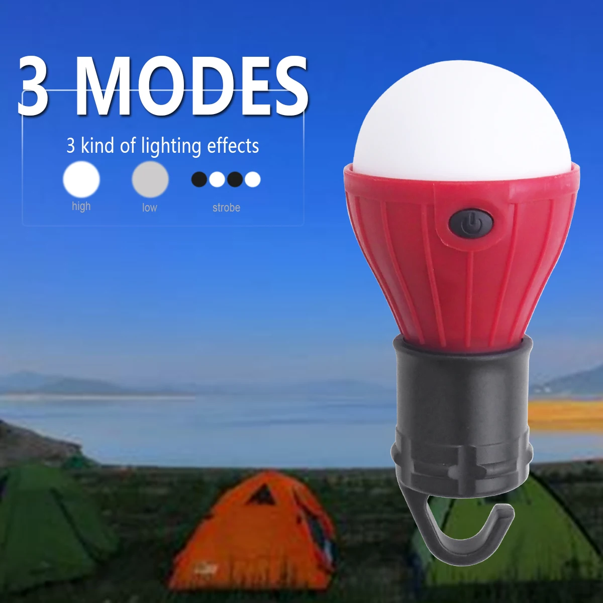 LED-Teltta Lampun Camping Kevyt Kannettava LED-Lyhty Hätä Lamppu akkukäyttöinen 3-Tilassa Yön Valo Retkeily Vaellus - 4