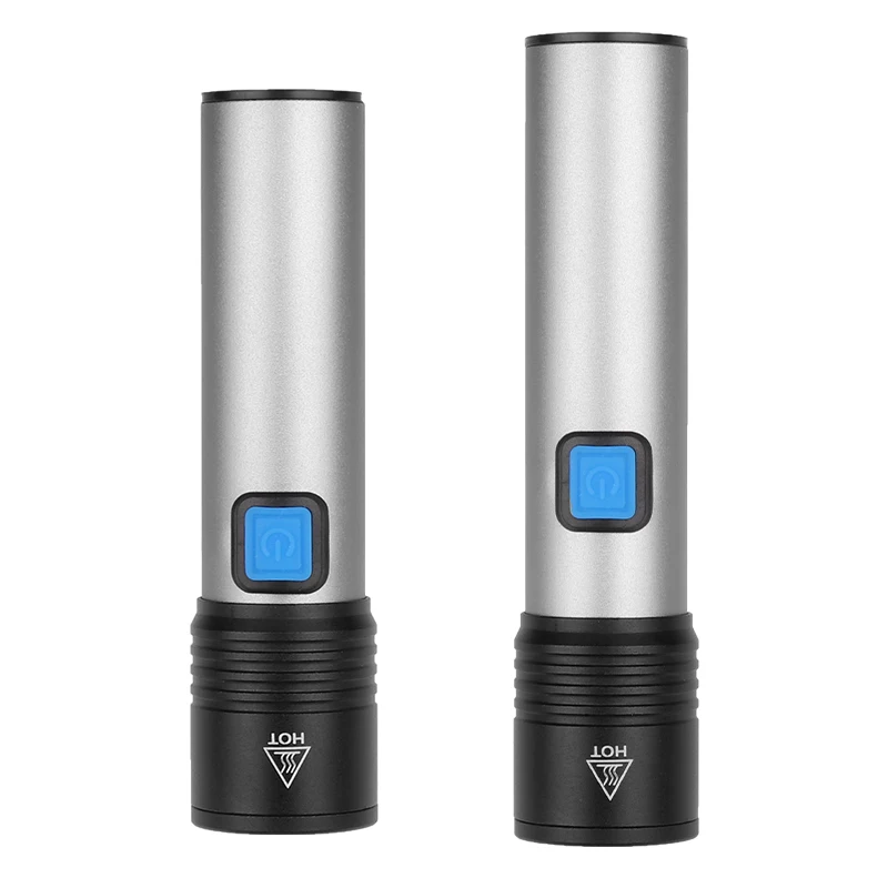 USB-Ladattava T6 LED-Taskulamppu Kannettava Sisäänrakennettu 1200mAh litium-Akku Vedenpitävä Camping valo Zoomattavia Soihtu Lähtö - 1