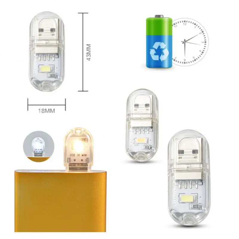 Mini Night Light Kannettava USB-LED-Kirja Valo Ultra Kirkas Käsittelyssä Varaa Lamppu 2leds USB-Valot Power Bank PC-Kannettavan Notebook - 5