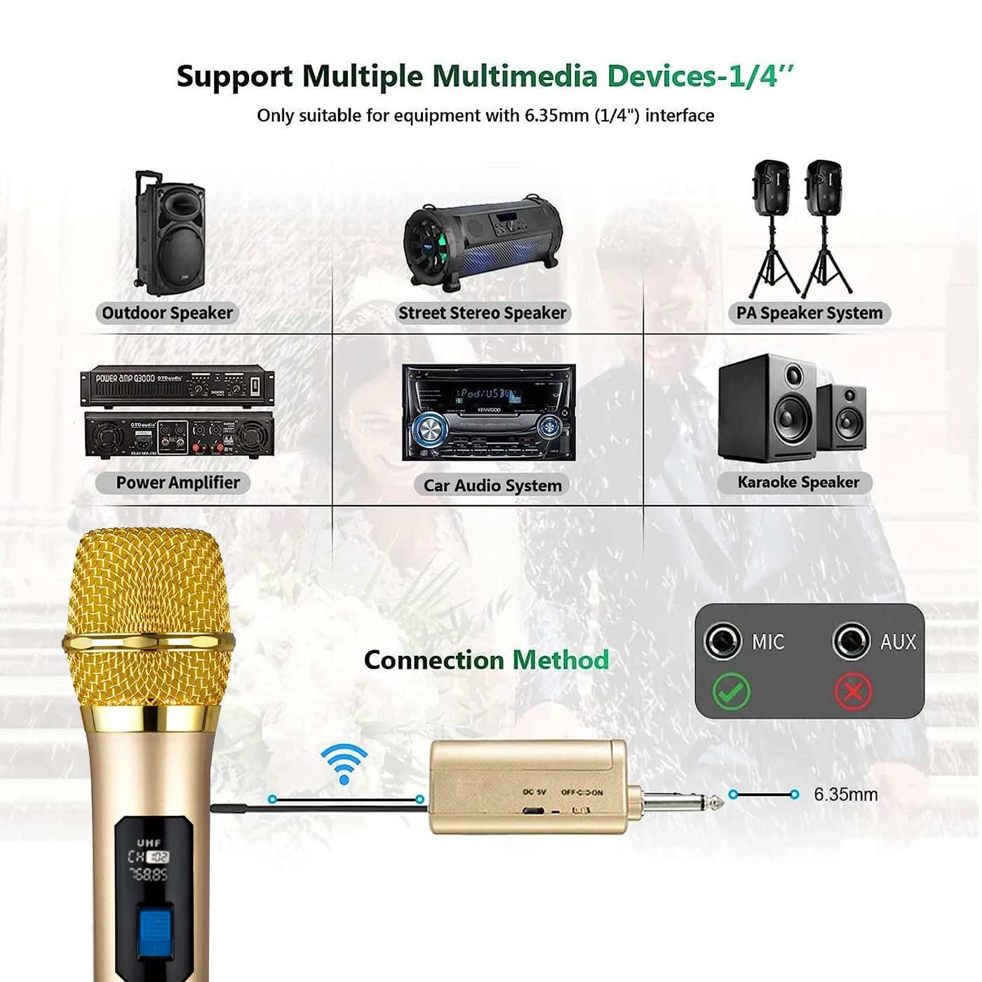 Heikuding Langaton Mikrofoni UHF Dual Langaton Dynaaminen Mikrofoni Järjestelmä, jossa on Ladattava Vastaanotin Laulaa karaokea Dj Mikrofoni - 2