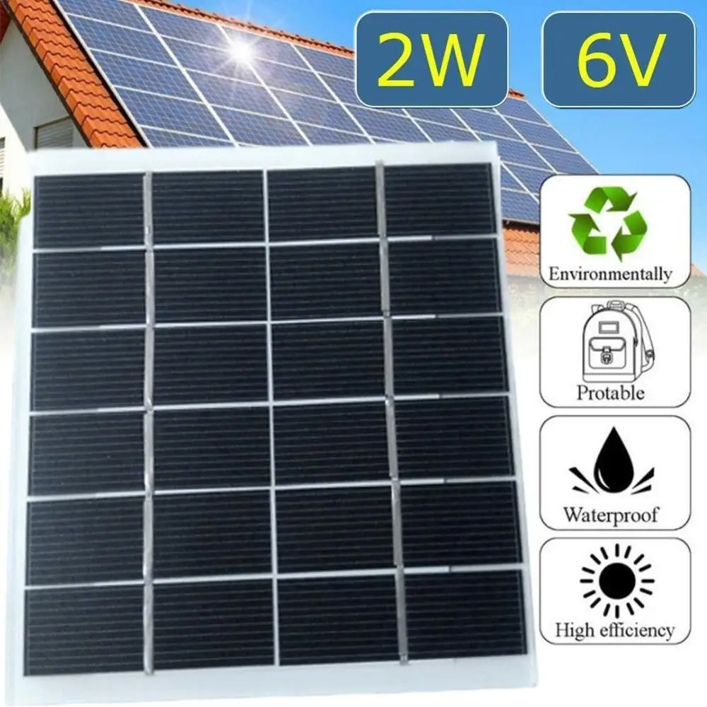 6v 2w Mini aurinkopaneeli Ulkouima-Camping Yksikiteisiä aurinkopaneeli Diy Pieni sähköntuotanto-Työkalu - 3