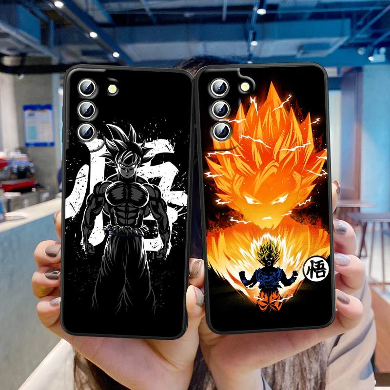 D-Dragon Ball Z Animaatio Art Puhelin Tapauksessa Samsung Galaxy S23 S22 S21 S20 FE S10 S10E S9 Plus Ultra Pro Lite 5G Musta Kansi - 2