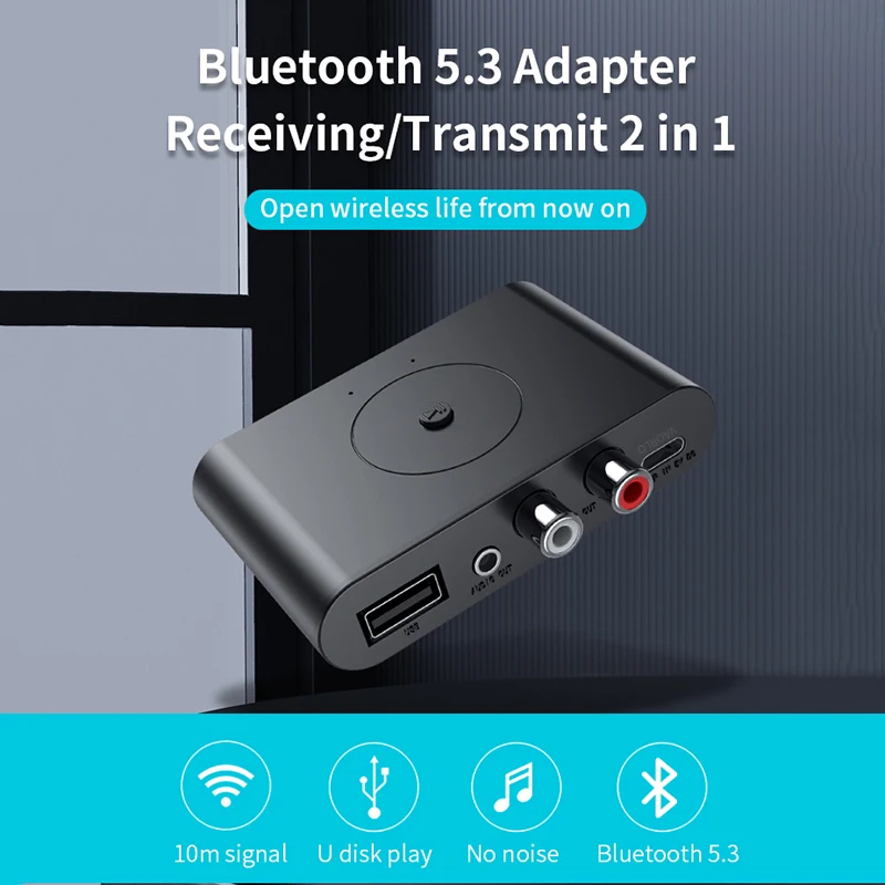 Uusi Päivitys Bluetooth 5.3 Vastaanotin-Lähetin 3,5 mm: n AUX-RCA-USB-U-Levy, Stereo Musiikki Langaton Audio-Sovitin TV-PC-Kaiutin - 1