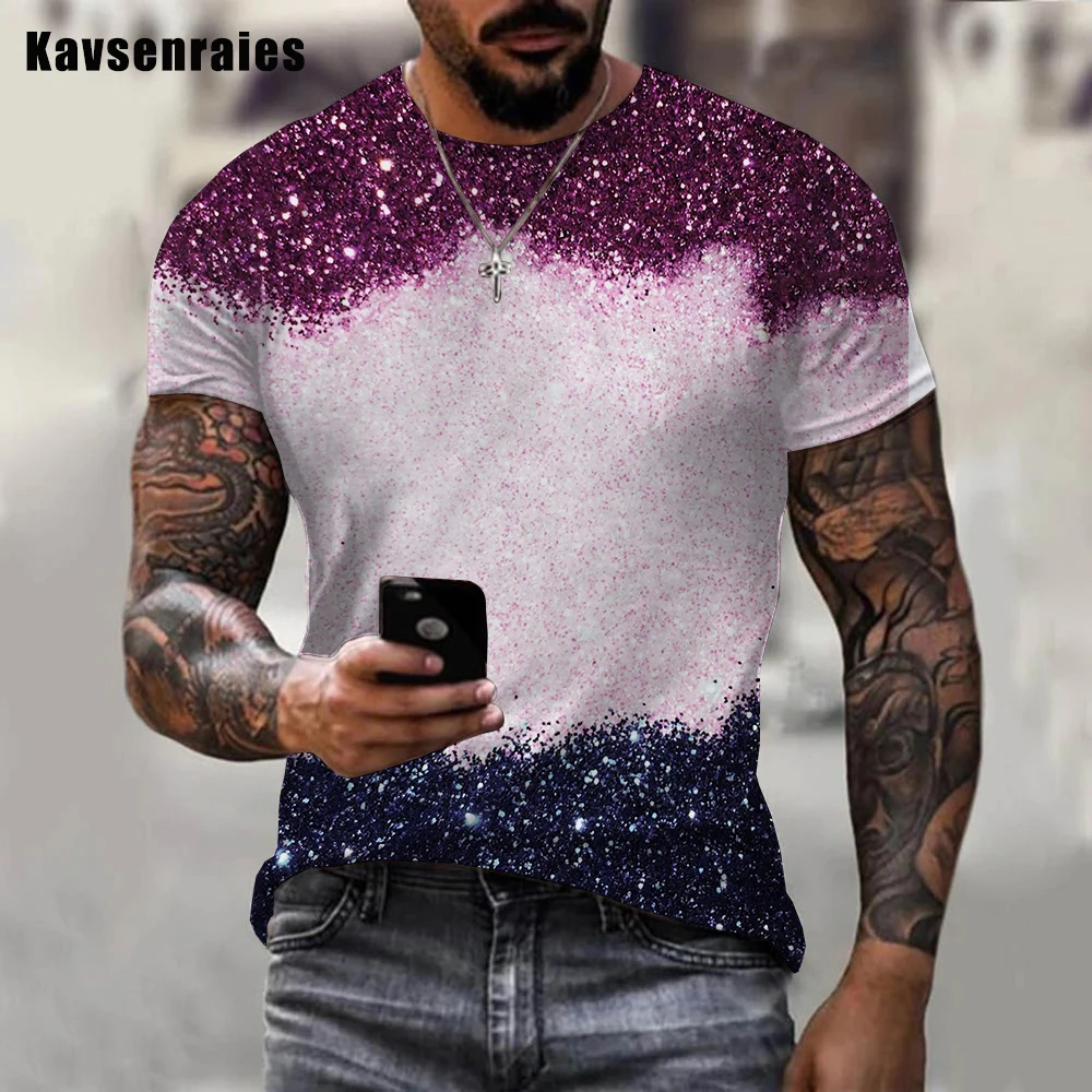 Miehet Naiset Värikäs Glitter 3D-Tulostettu Miesten T-paita Kesän Muoti Rento Oversize Lyhyt Hiha Street Tyyli Topit - 1