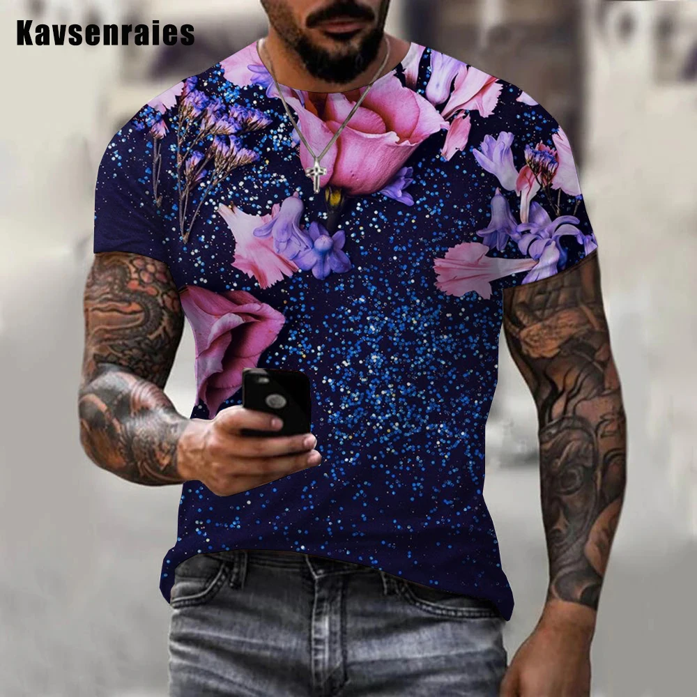 Miehet Naiset Värikäs Glitter 3D-Tulostettu Miesten T-paita Kesän Muoti Rento Oversize Lyhyt Hiha Street Tyyli Topit - 2