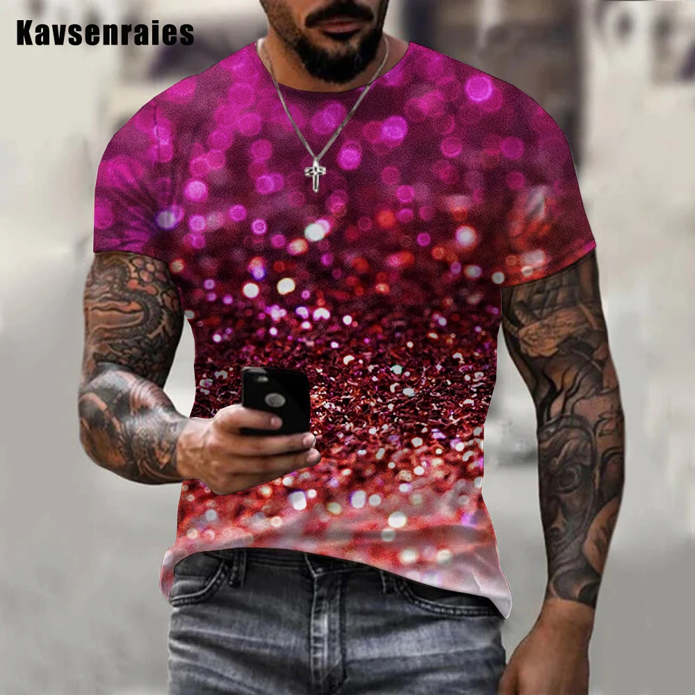 Miehet Naiset Värikäs Glitter 3D-Tulostettu Miesten T-paita Kesän Muoti Rento Oversize Lyhyt Hiha Street Tyyli Topit - 3