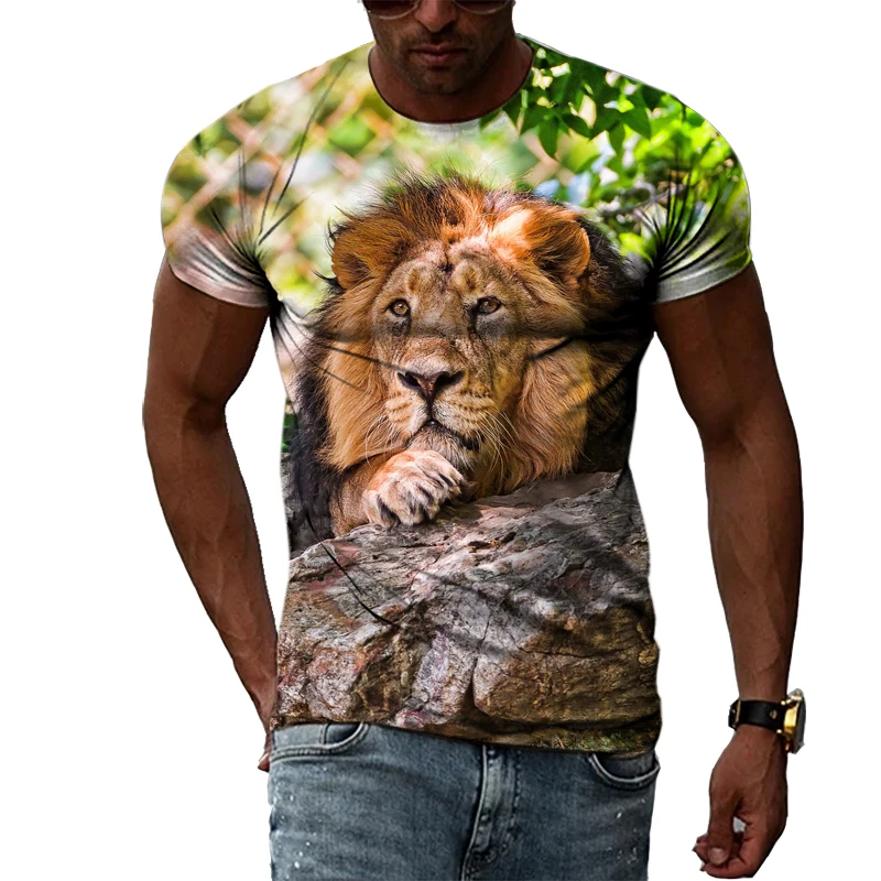 Kuningas Petojen Viileä Leijona 3D-Tulostus Kuvio Kesän Muoti Avant-garde Persoonallisuus Hip-hop-Miehet O-kaula lyhythihainen T-paita - 5