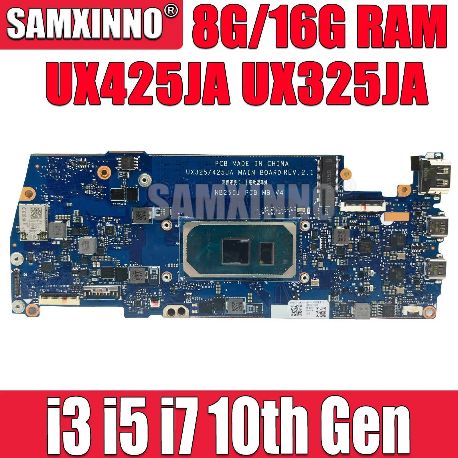 UX425JA UX325JA Asus ZenBook 14 13 UX425JA UX325JA Kannettava tietokone, Emolevy i3 i5 i7-10 Gen cpu Emolevyn 8GB 16GB RAM - 0
