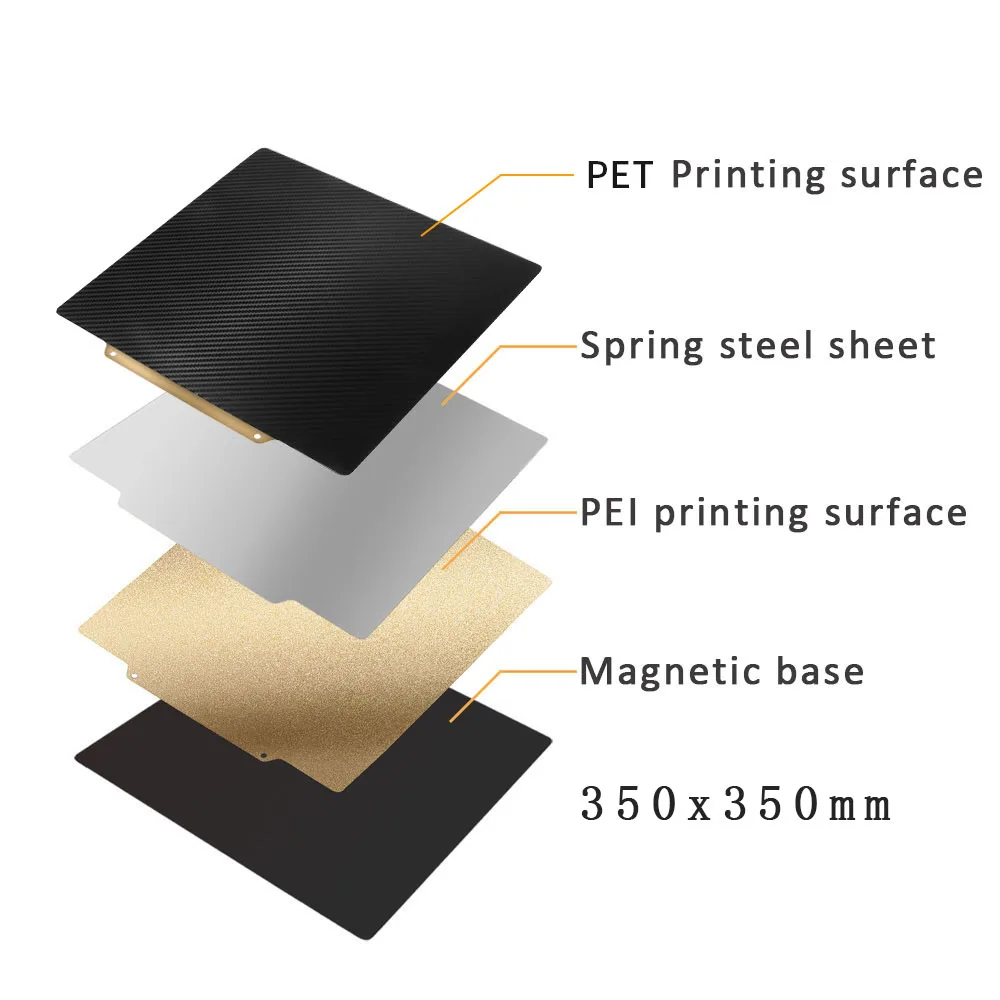 PEI Arkki 350*350mm lakanat Magneettinen Kevät teräslevy Rakentaa Levy Karkea PEI +LEMMIKKI Double Side Voron 3D-Tulostin Lämpö Bed - 4