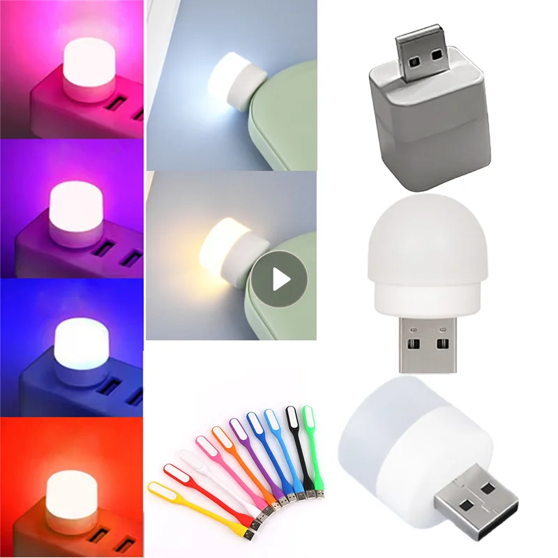 Mini-USB-LED-yövalo Pieni Pyöreä Lamppu Kannettava Lamppu Tietokone Mobile Power-Merkkivalo Olohuone, Makuuhuone, Vuode-Kylpyhuone Valot - 0