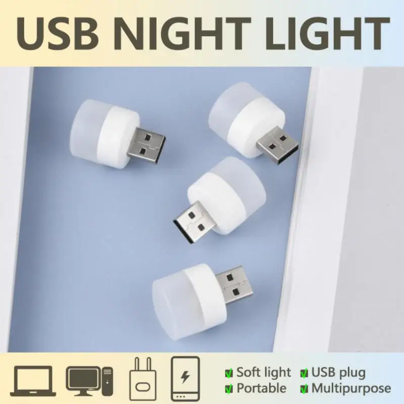 Mini-USB-LED-yövalo Pieni Pyöreä Lamppu Kannettava Lamppu Tietokone Mobile Power-Merkkivalo Olohuone, Makuuhuone, Vuode-Kylpyhuone Valot - 1