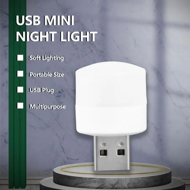 Mini-USB-LED-yövalo Pieni Pyöreä Lamppu Kannettava Lamppu Tietokone Mobile Power-Merkkivalo Olohuone, Makuuhuone, Vuode-Kylpyhuone Valot - 3