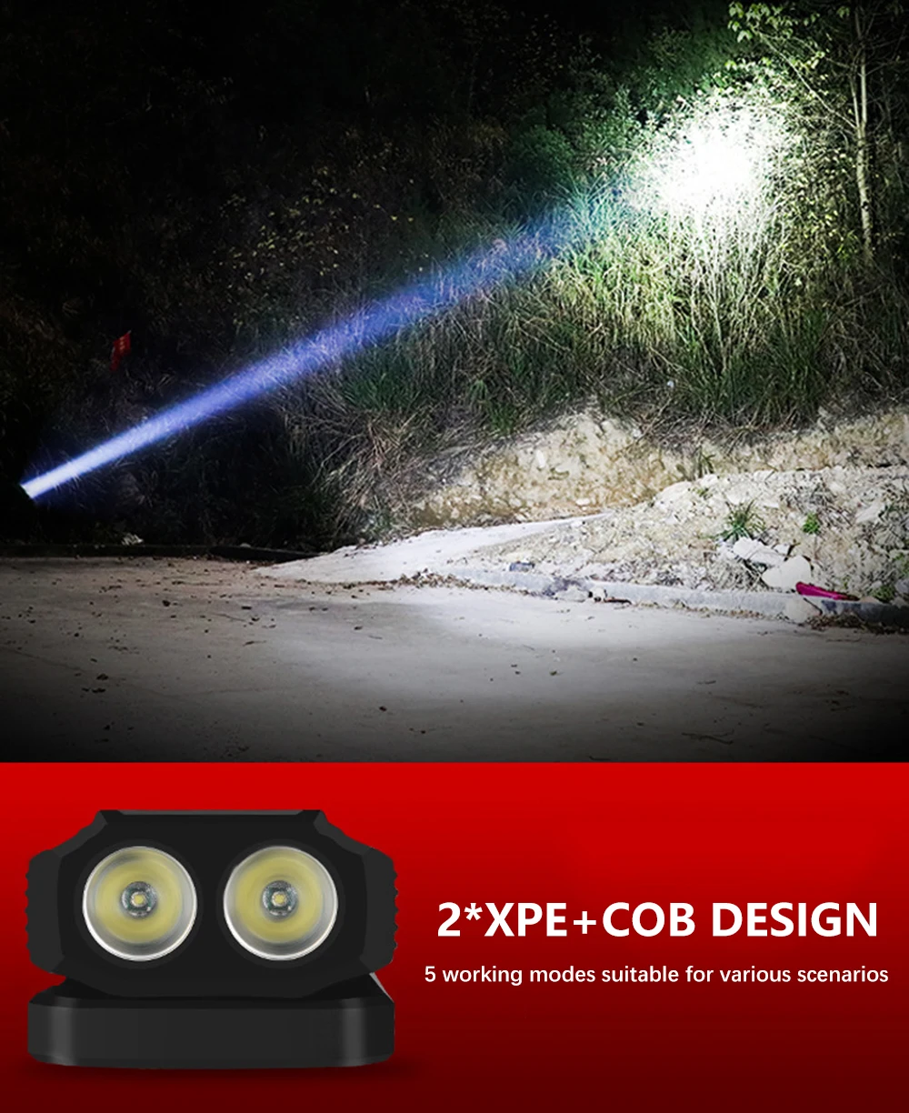 COB työvalo Magneettinen USB-Ladattava LED-Taskulamppu Super Kirkas Kannettava Camping Valo Valo Soihtu Vedenpitävä Säädettävä - 5