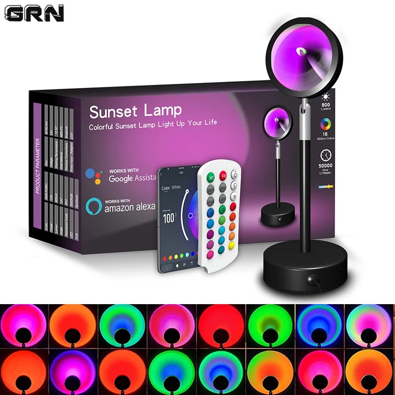 Smart LED-Sunset-Lamppu Värikäs Muuttaminen Bluetooth-Sovelluksen Hallita Musiikkia, Synkronoida Verkon Broadcast Makuuhuoneen Koti, Sisustus Rainbow Lamput - 0
