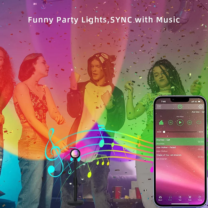 Smart LED-Sunset-Lamppu Värikäs Muuttaminen Bluetooth-Sovelluksen Hallita Musiikkia, Synkronoida Verkon Broadcast Makuuhuoneen Koti, Sisustus Rainbow Lamput - 2
