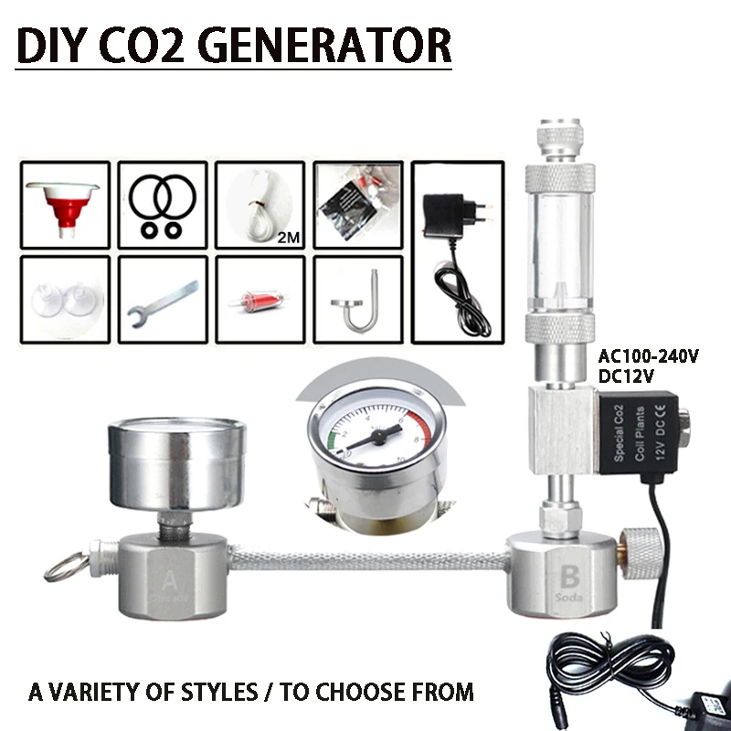 Akvaario DIY CO2-generaattori,withsolenoid venttiilin Kupla Laskurin Diffuusori Reaktio-Järjestelmä kit for Aquatic kasvien Kasvua CO2-generaattori - 4