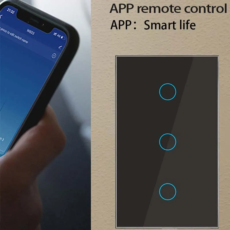 Wifi Smart Kytke Smart life App Langaton Kauko-Alexa Google kotiin ääniohjaus AC110V 220V 2way wall Light touch-kytkin - 1
