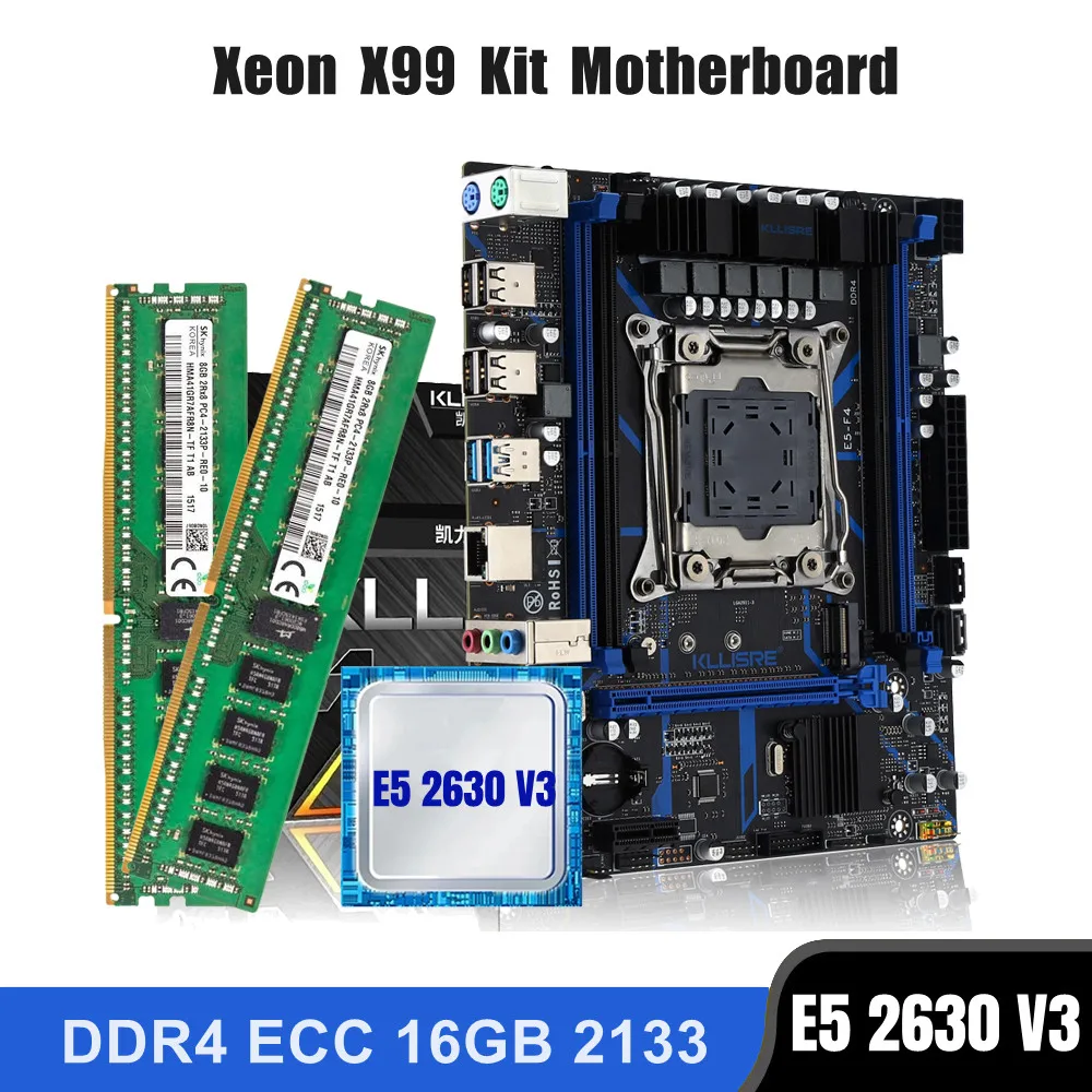 Kllisre X99 emolevy combo kit asettaa LGA 2011-3 Xeon E5-2630 V3-SUORITIN 16GB DDR4 (2KPL 8G) 2133MHz ECC-Muistia - 0