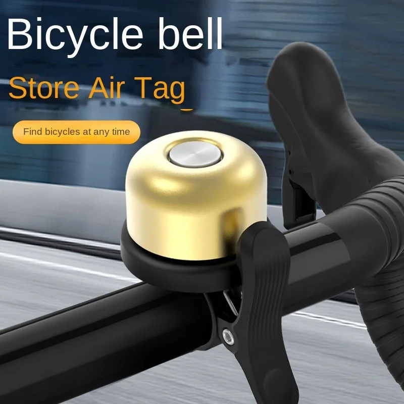Klassinen Messinki Pyörä Bell Varten Apple AirTag Tapauksessa Vedenpitävä Bike Mount Polkupyörän Bell Air Tag GPS Tracker Alla Pyörä Bell Haltija - 0