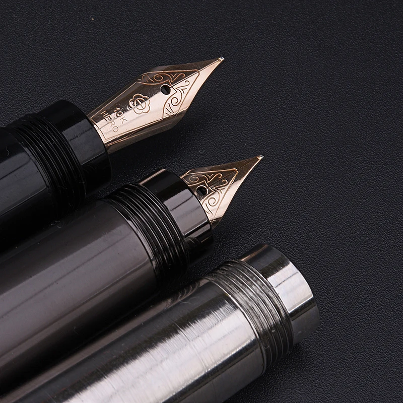 Sankari Luxury Täysi metallirunko Fountain Pen 10K Kultaa Nib Muste Kirjallisesti Piilotettu pyörivä ink absorber Liiketoiminnan toimisto paperi-kynä H718 - 0
